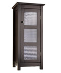 Chesterfield Freestanding Floor Cabinet With Waffle Glass Panel In Espresso Finish Adjustable Shelf Durable Engineered Wood