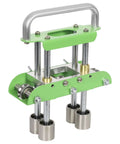 Versatile Sheet Metal Bender With Two-Station Edge Roller For Roofing, green tool for 0 to 90 degree bends, front view