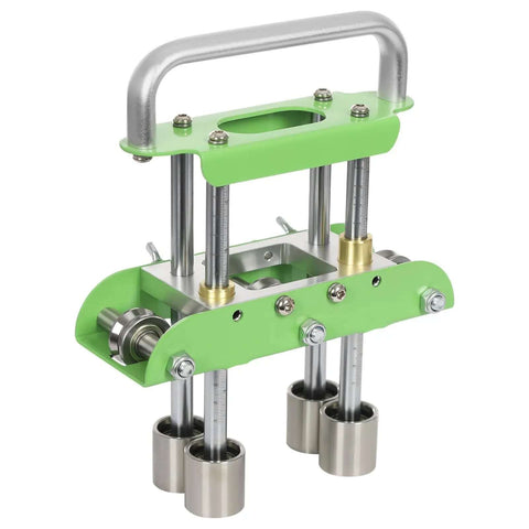 Versatile Sheet Metal Bender With Two-Station Edge Roller For Roofing, green tool for 0 to 90 degree bends, front view