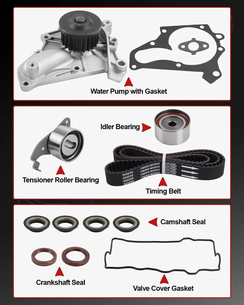 Thinking Process: Subaru timing belt kit with water pump, gasket, bearings, seals, and belt parts
