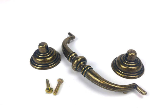 Antique Bronze Drawer Pulls Six Pack With Three And A Half Inch Hole Centers For A Retro Dresser Makeover Vintage Vibes Zinc Alloy Drop Bail Pulls For Kitchen Cabinets Cupboards And Desk Drawers RiseDirectly, showing a handle and hardware components.