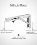 Wall Mount Drop Leaf Table Bracket Stainless Steel Folding Shelf Support with space-saving design and corrosion-resistant properties.