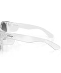 Kickass Polarized Safety Glasses Featuring Rounded Retro Frames And Anti Scratch Coatings Osha Approved Ansi Certified UV400 Polycarbonate Protective Eyewear Totally Dope For Working Men side view showing clear tinted polycarbonate frames