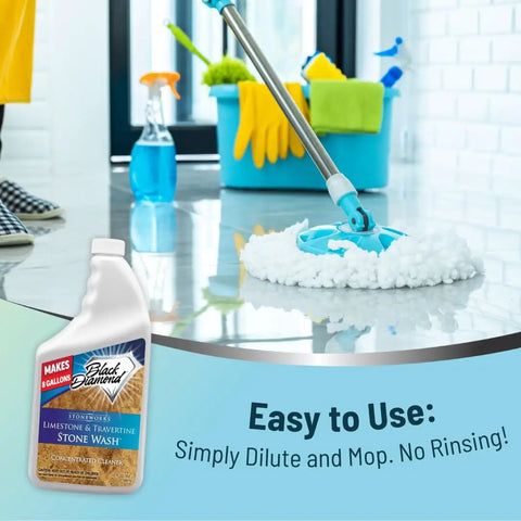 Natural Stone Floor Cleaner For Limestone, Travertine, Marble, Slate And Polished Concrete, PH Neutral Formula with mop and bottle