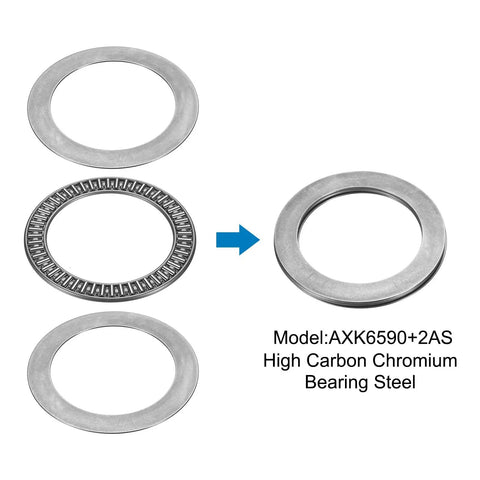 Beefy Two Pack Thrust Needle Roller Bearings with Washers 65x90x5mm AXK6590 2AS Chrome Steel for Heavy Load Machinery