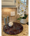 18 Inch Black Cherry Blue Resin Lazy Susan With Resin Finish And Smooth 360 Degree Spin for Kitchen Display