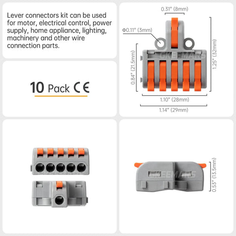 Mini DIY Electrical Wire Connectors Set for Splicing 1 in 5 out terminal block, flame retardant nylon, home workshop projects