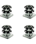 Four pack of Double Star Threaded Caster Inserts Heat Treated Steel Fits One Inch Square Tubing Sixteen To Eighteen Gauge