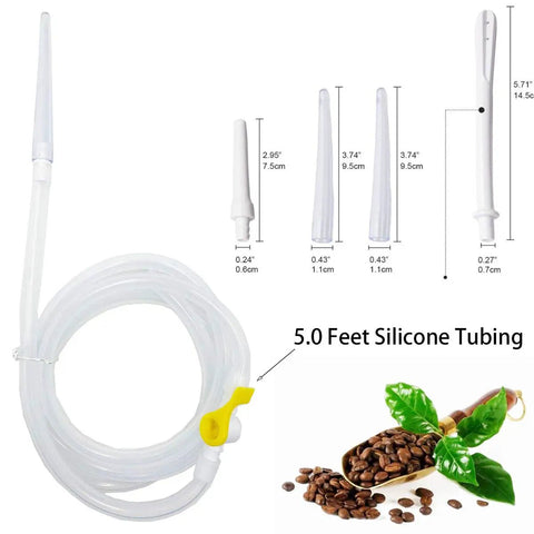 Enema Kit For Home Use With 2L Bag, 5 Ft Silicone Hose, 5 Reusable Tips, Adjustable Water Flow, Multi Size Tips, Easy Cleanse And Colon Detox At Home Set Today. 5 ft silicone tubing with reusable tips and yellow flow valve