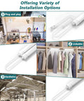 Various installation options for Plug and Play LED Shop Light Waterproof and Linkable 18W 2000LM 5000K lighting kit