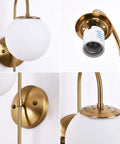 Gold Wall Sconce LED Globe Frosted Glass Shade Modern Bedside Light Fixture For Living Room Bedroom Hallway Bathroom