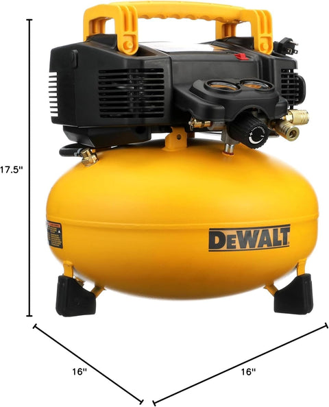 Pancake Air Compressor 6 Gallon 165 PSI Portable Electric Air Pump with gauges and handle, compact design, side view