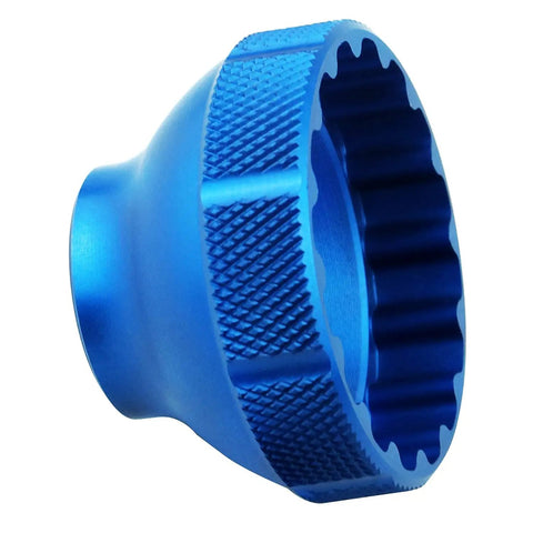 Side view of blue CNC aluminum 16 Notch Bottom Bracket Tool For BBT 69.2 Compatibility Centerlock Rotor Tool 44mm Outer Diameter