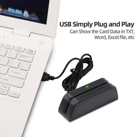 Magnetic Stripe Card Reader 3 Track Magstripe USB Keyboard Emulation Plug and Play for QuickBooks Online POS System