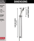 Vero Single Spray Touch Clean Wall Mount Slide Bar Handheld Shower With Hose Chrome Finish dimensions overview