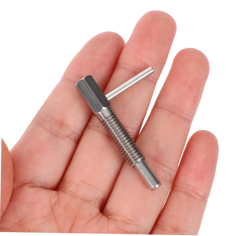 Heavy Duty Retractable Locking Pin Indexing Plunger Spring Loaded With Knurled Handle and L Shaped Mount in hand.