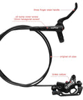 Splumzer MTB 4-piston hydraulic disc brake set with lever and caliper, black finish, brake hose.