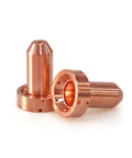 Close-up of 10 Pack 9-8210 Plasma Nozzles and 10 Pack 9-8215 Plasma Electrodes for Thermal Dynamics SL60 and SL100.