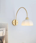 Modern Led Wall Sconce Adjustable Iron Bedside Lamp With E26 E27 Base Sleek Nordic Design mounted on wall with elegant gold finish.
