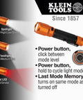 Diagram of Rechargeable 3 In 1 LED Flashlight With Spotlight Floodlight And Red LEDs 1000 Lumens USB Cable Included and button features