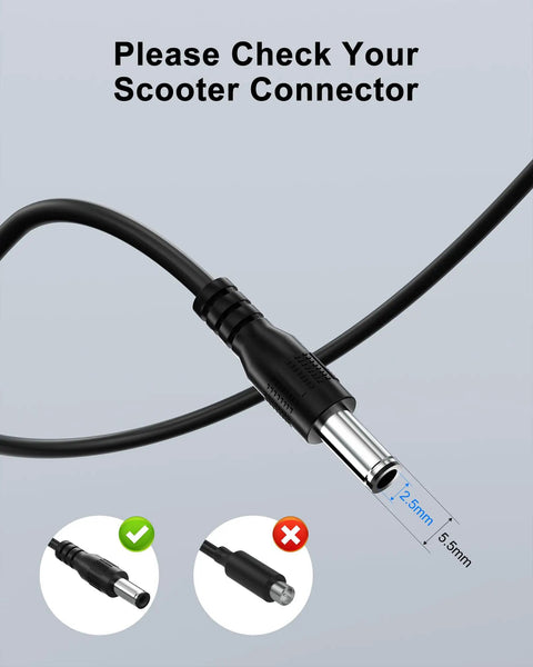 42V 2A Fast Charger For Gotrax Electric Scooters Compatible With GXL V2 G2 G3 G4 Apex Glider XR Elite XR Ultra And More Nine Point Eight Foot Cord Power Supply Adapter For 36V Lithium Ion Battery