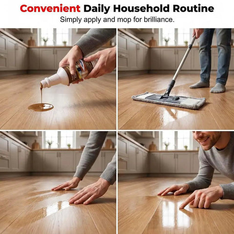 No Sweat Wood Floor Restorer Without Sanding For Hardwood And Laminate delivers application process on clean wood floors.