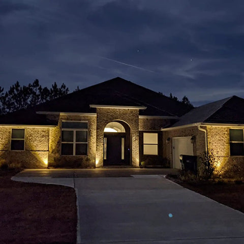 House with 50 Watt Low Voltage Flood Light For Landscape Lighting With MR16 Bulb Included No Fuss Install Outdoor Spotlight