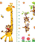 Giraffe And Monkeys Kids Height Wall Chart With Peel And Stick Nursery Wall Decals For Baby Bedroom And Toddler Playroom, Measures Up To 180 Cm, Colorful Removable Wall Stickers.