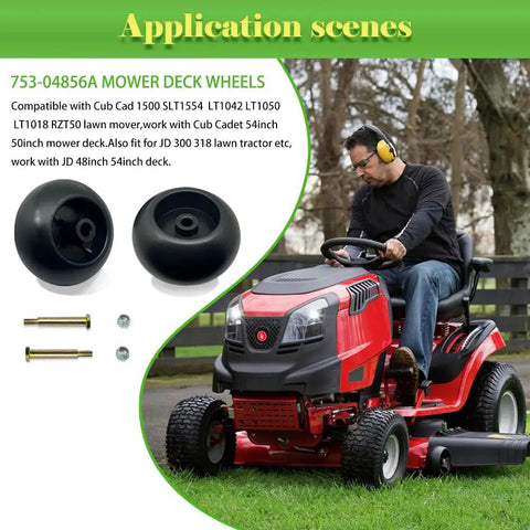 Heavy Duty Deck Rollers With Solid Shoulder Bolts And Lock Nuts For Zero Turn Mowers And Riding Tractors Ultra Smooth Gliding Wheel Repair Kit For Yard Hustlers Everywhere with mower deck wheels shown.