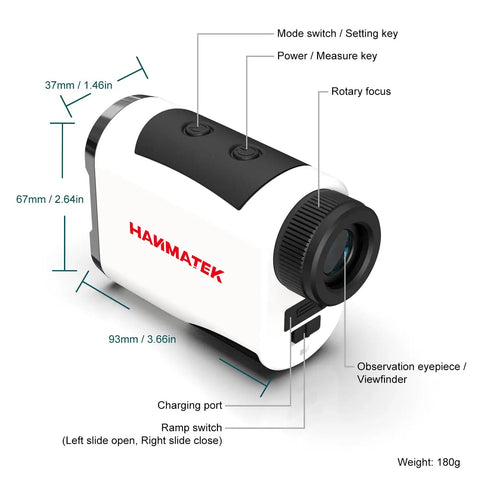 High Precision Golf Rangefinder With Slope, Flag Lock, And Vibe Feedback, 6.5X Magnification, 1200 Yard Range, Rechargeable Battery