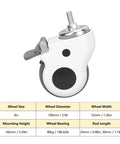 4 Inch Heavy Duty Silent Swivel Caster Wheel With Smooth High Speed Rotation side view showing specifications and mounting details.