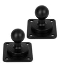 Badass Two Pack Four Hole AMPS Dashboard Mount With 20MM Ball And Complete Hardware Kit For GPS Tablets Fish Finders On Trucks RV And Jeep Ride Setup, black aluminum balls on plates.