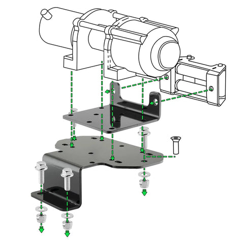 Diagram of Front Winch Mounting Bracket Plate Kit For Yamaha Rhino 450 660 700 2003 2013 Beefy Steel Construction