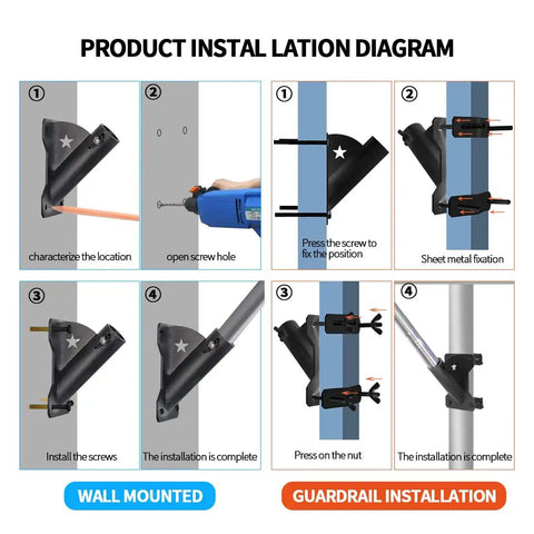 Heavy Duty 1 Inch Flag Pole Holder Bracket For Outdoor Use With Anti Rust Coating Carbon Steel 45 Degree Mount installation guide