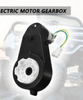 Two Piece 24V 40000RPM Gearbox Motor For Kids Ride On Cars Upgrade High Speed RS555 Drive Engine with wires on display
