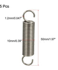 Stainless steel dual-hook tension spring, 0.047 in wire, 0.39 in OD, 1.97 in free length, 5 pcs