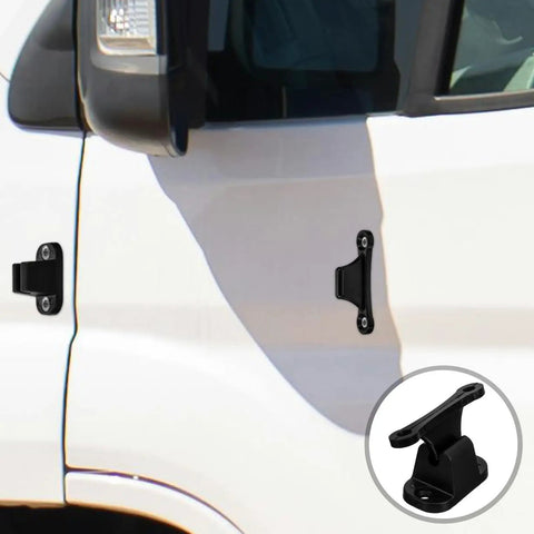 Premium T-Shaped Nylon Trailer Door Catch For Rv Camper And Enclosed Utility Trailers installed on vehicle door.