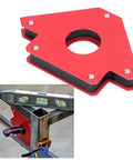 Check Out This Awesome 5 Inch Welding Magnet With 75 Lb Holds Strongly For Steel Work Fixtures And Angle Supports At 90 Degrees, with red plastic shell.