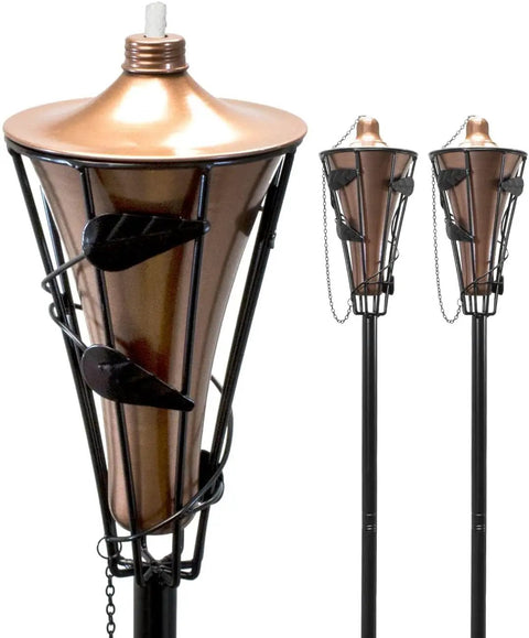 Outdoor Metal Patio Torches Set Ideal For Deck Patio Backyard Outdoor Parties And Weddings Includes Fiberglass Wick And Snuffer Cap