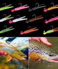 Trout Fishing Kit With 165 Pieces Including Split Tail Grub Worms, Shad Dart Jig Heads, Floats And Sinkers For Creek And River Angling