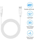 Water Flosser Charger Replacement Cord for Universal Oral Irrigator 4Ft 120Cm White Works With COSLUS Nicwell Nicefeel Hangsun Aquasonic Oralfree Initio Tovendor MOSPRO Zerhunt Cremax and More, white USB cable with protection features.