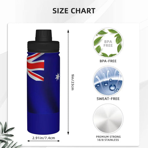 Flag Print Insulated Water Bottle For Outdoor Adventures And Gym, Double Wall Stainless Steel Keeps Hot Coffee Or Ice Cold For Hours