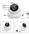 Close-up view of Reliable 32Ch 4K Indoor Dome Security Camera System With PoE NVR showcasing built-in mic, lens, and speaker.