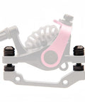 Trail Ready Mountain Bike Disc Brake Caliper Mount Bolt Kit M6x24mm with Washers and Lock Washer, Black, shown with mounting bracket