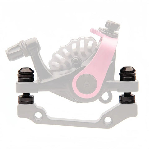 Trail Ready Mountain Bike Disc Brake Caliper Mount Bolt Kit M6x24mm with Washers and Lock Washer, Black, shown with mounting bracket