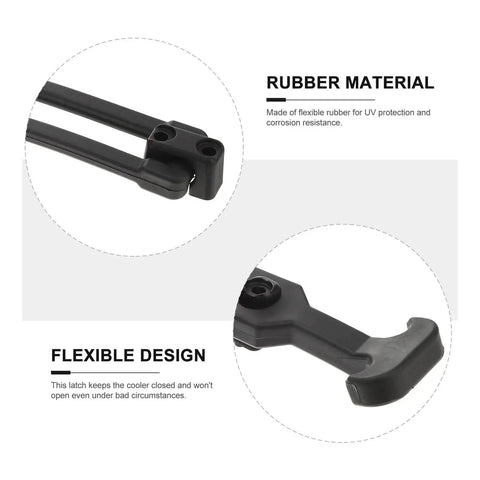 Close-up of Beefed Up Rubber Latch Set 4 Pack T Handle Draw Latches with Flexible Elastic Buckles, rubber material focus