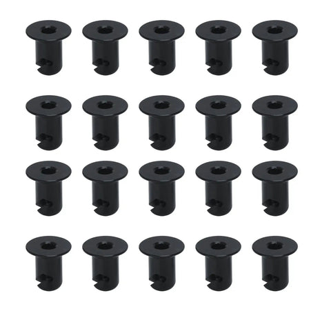 Hella Tough Aluminum Quarter Turn Fasteners With Flush Allen Head And Dzus Button Style for car panel mounting, 20 pack, smooth black finish.