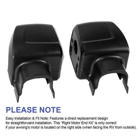 RV Awning End Cap Cover Replacement For Dometic Right Arm Motor End Kit showing black finish and design details