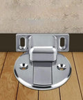 Heavy Duty Green Magnetic Door Stopper With Strong Magnet keeps door open, securely mounted on wall with silver finish.