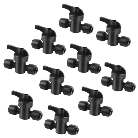 10 Pack Quick Connect Drip Irrigation Shut Off Valves No Fuss On Off Control, Leak Proof For One Quarter Inch Tubing, Precise Water Flow